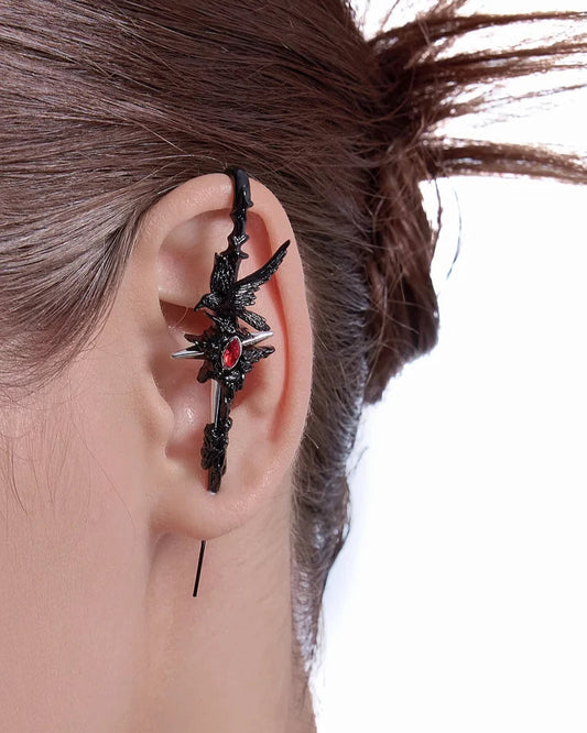 Velthara™ Crimson Wing Needle Earrings